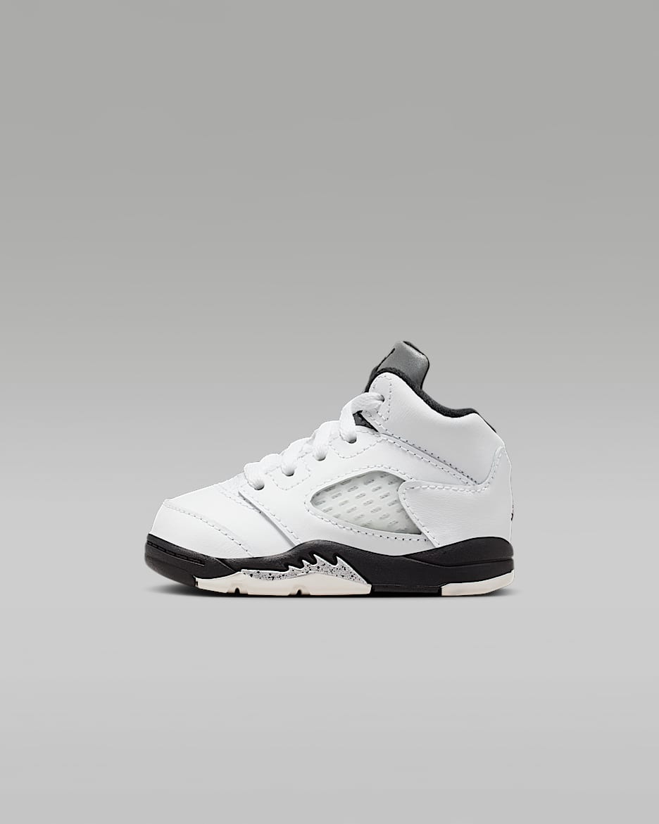 Jordan 5 Retro White and Black Infant Toddler Shoe. Nike